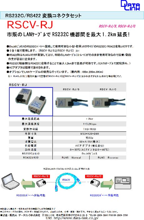 RS232C／RS422変換コネクタセット RSCV-RJ