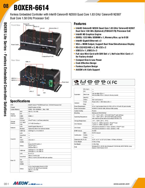 産業用組込みPC BOXER-6614