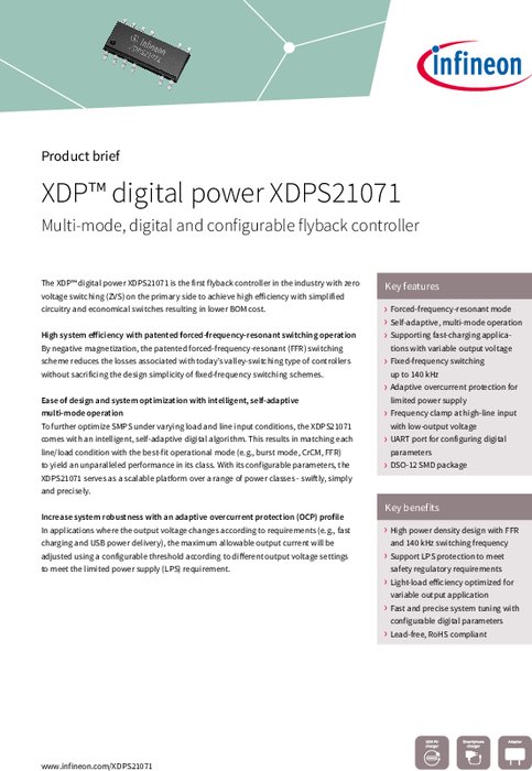 強制共振周波数フライバックコントローラIC XDP デジタルパワー XDPS21071