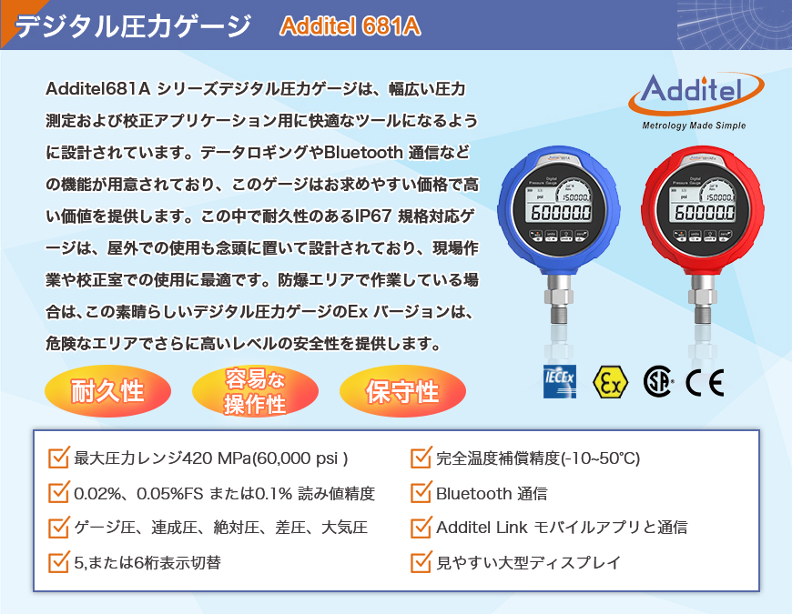 ADT681A デジタル圧力ゲージ