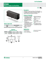 HE3600 シリーズ - ミニチュア シングルインライン (SIL) パッケージ リードリレー　データシート