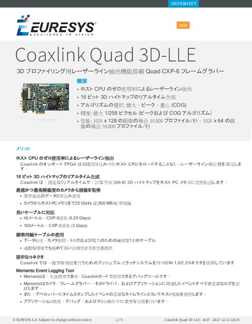 Quad CXP-6フレームグラバー Coaxlink Quad 3D-LLE