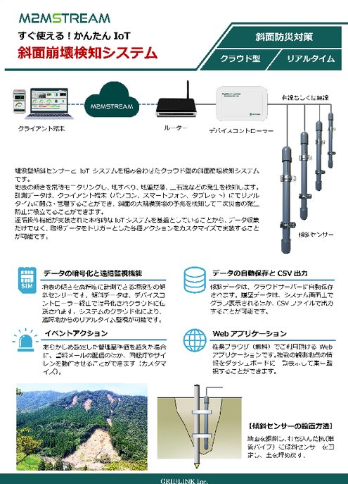 【環境IoT】傾斜計測システム(傾斜計・傾斜センサ)　製品カタログ