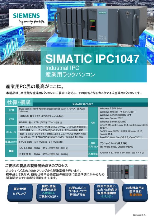 産業用ラックPC SIMATIC IPC1047