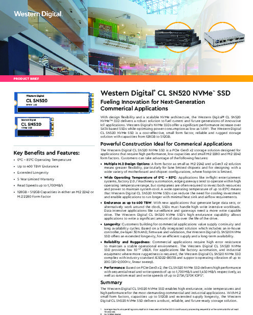 商用／産業用NVMe SSD(PCIe) CL SN520