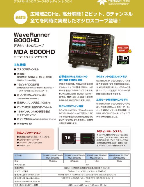 低ノイズ デジタル・オシロスコープ WaveRunner 8000HD