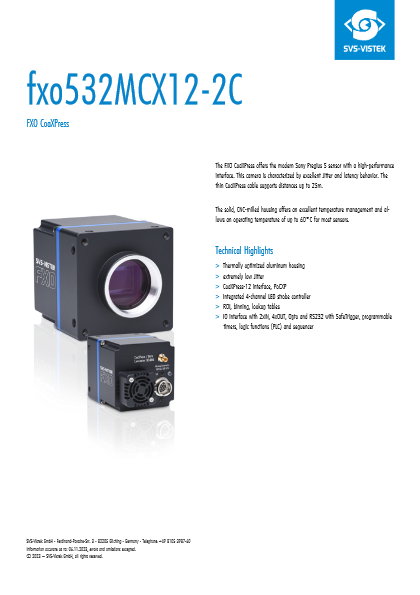 CoaXPress対応カメラ fxo536MCX12-2C