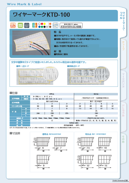 配線標示材・配線アクセサリ ワイヤーマーク KTD-100