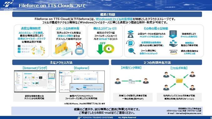 クラウドストレージサービス Fileforce on TTS Cloud