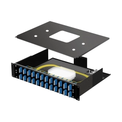 19インチ光スプライスボックス 固定式(2U) 48ポートLC接続(単芯)SMプレ配線