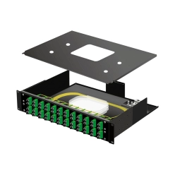 19インチ光スプライスボックス 固定式(2U) 48ポートSC(APC)(4芯テープ)SMプレ配線