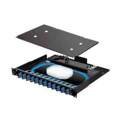 19インチ光スプライスボックス スライド式(1U) 12・24ポートSC接続(単芯)SMプレ配線