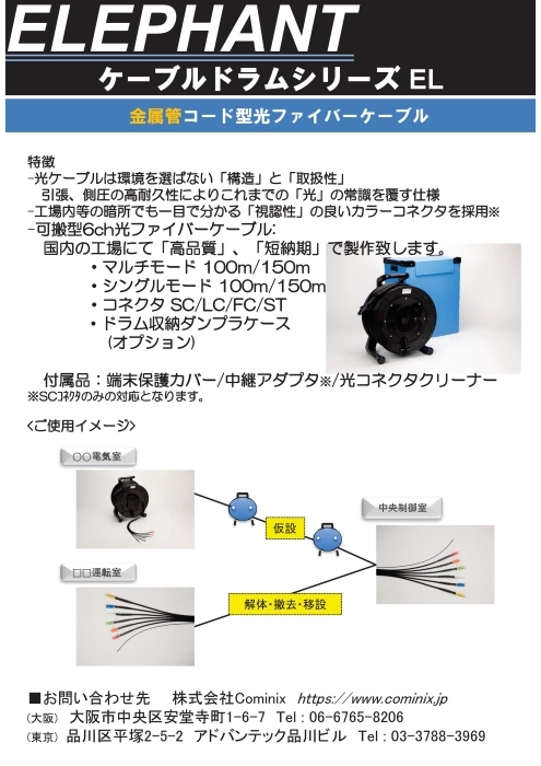 ELEPHANT(金属管コード型光ファイバーケーブル)