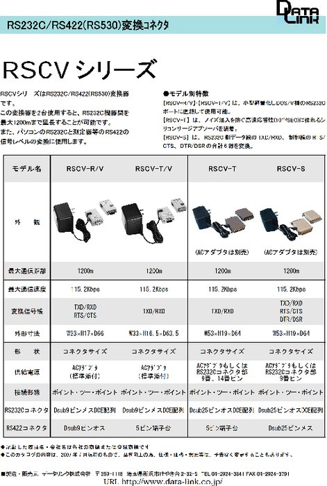 RS232C／RS422レベル変換コネクタ RSCV-T