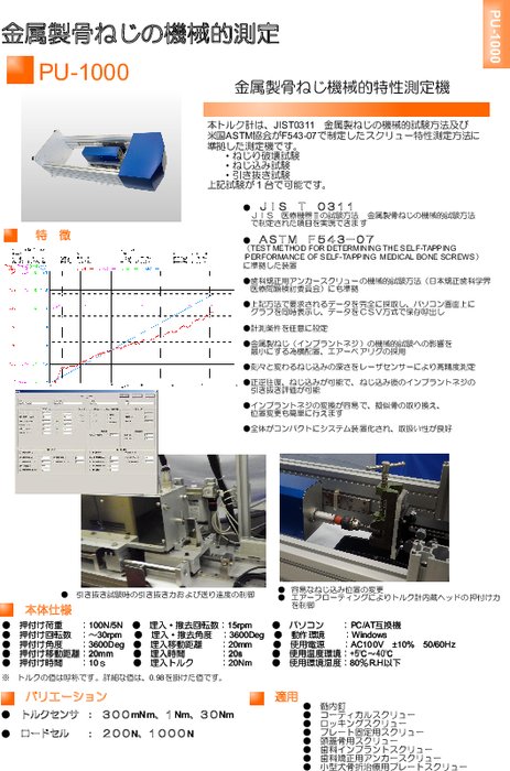 金属製骨ねじの機械的特性測定