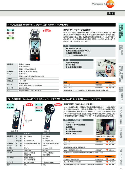 ベーン式風速計 testo 417