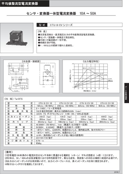 センサ・変換器一体型電流変換器 CTU-8-CVシリーズ