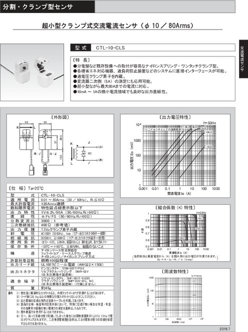 超小型クランプ式交流電流センサ（φ10／80Arms） CTL-10-CLS
