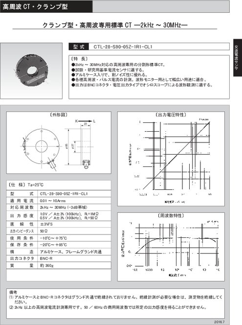 クランプ型・高周波専用標準CT CTL-28-S90-05Z-1R1-CL1
