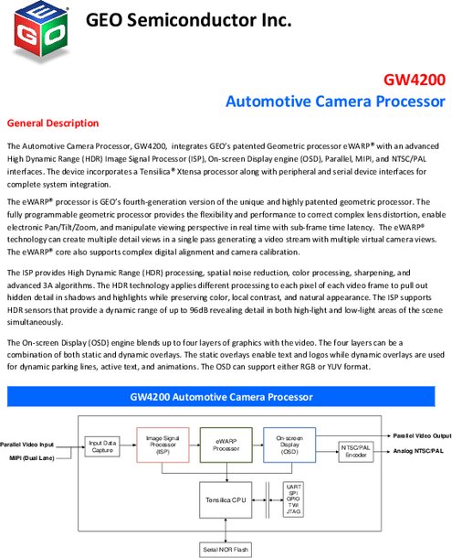 GEO Semiconductor社 GW4200カタログ