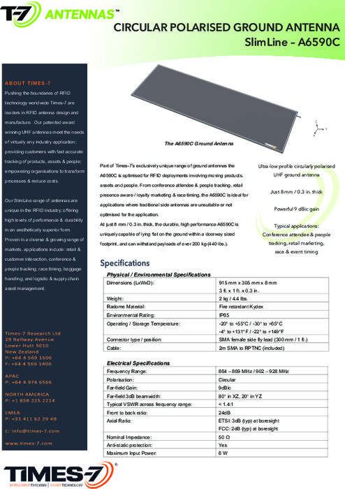 UHF SlimLine Circular Polarised Ground アンテナ A6590C