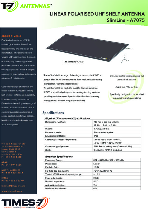 UHF SlimLine Shelving ＆ Cabinet アンテナ A7075