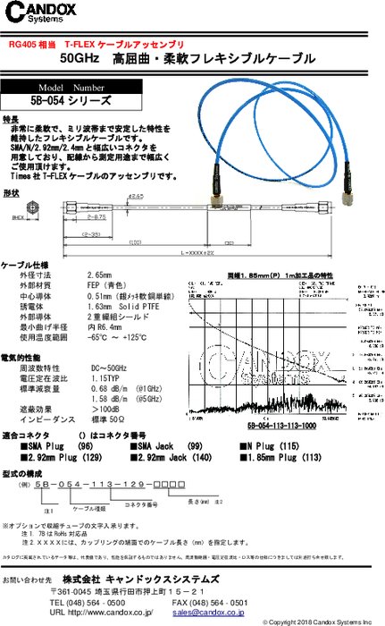 ミリ波帯 高屈曲・柔軟フレキシブルケーブル 5B-054