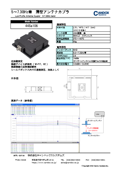 5～7.3GHz帯 薄型アンテナカプラ 44sa106