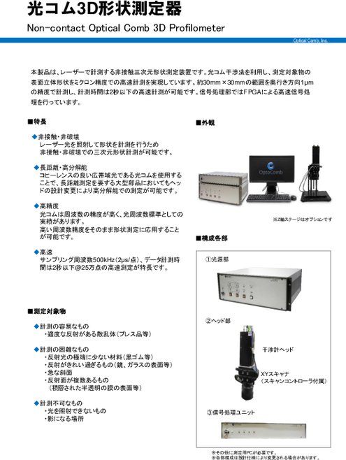 光コム3D形状測定器