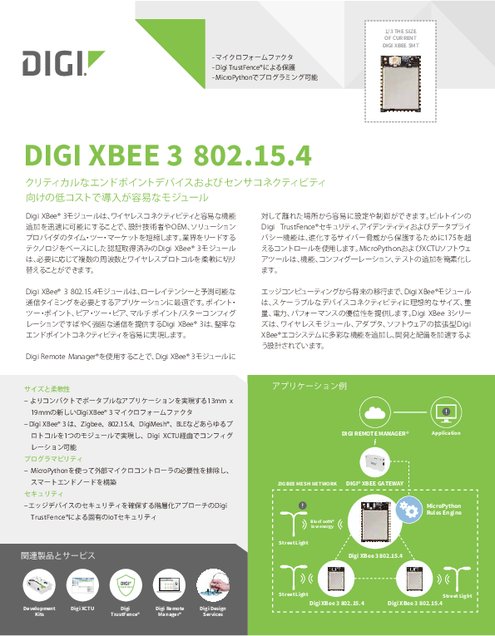 業界最小のプログラマブルRFモジュール Digi XBee3 802.15.4