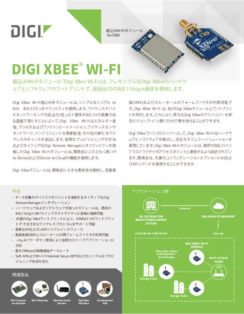 低出力・Wi-Fi組込みモジュール XBee Wi-Fi