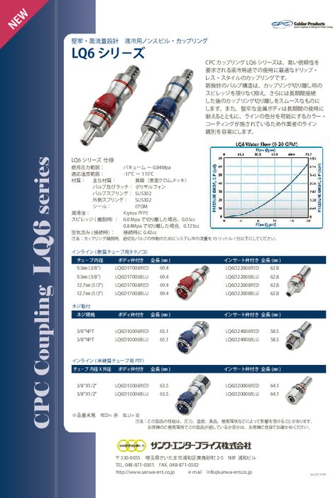 液冷用ノンスピル・カップリング  LQ6シリーズ
