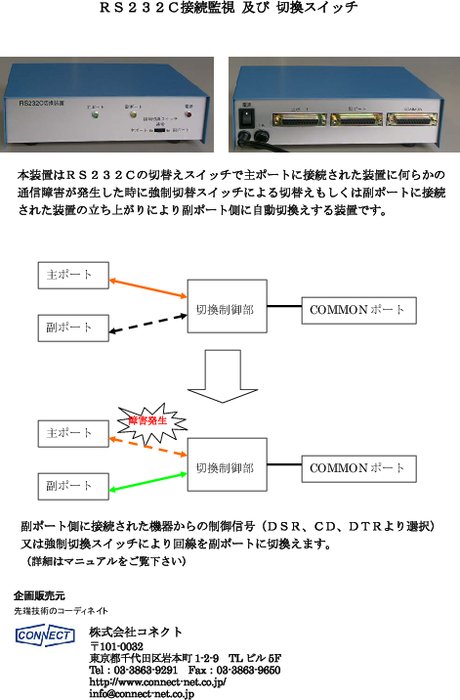 RS232C用接続監視＆切換スイッチ