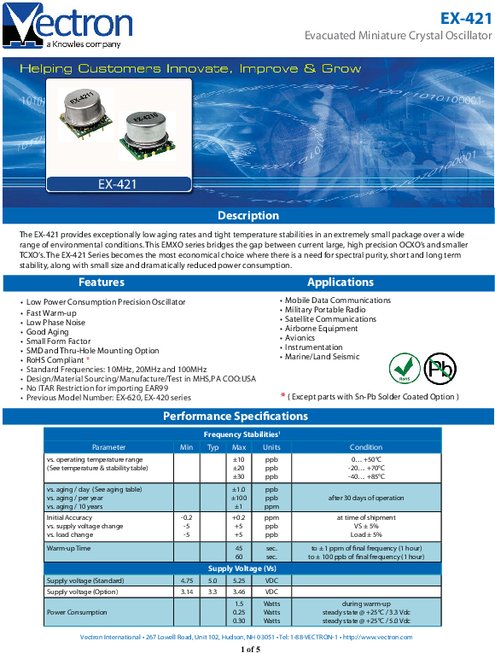 高精度水晶発振器（EMXO） EX-421