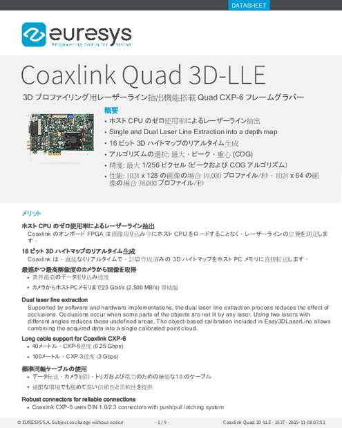 フレームグラバー Coaxlink Quad 3D-LLE