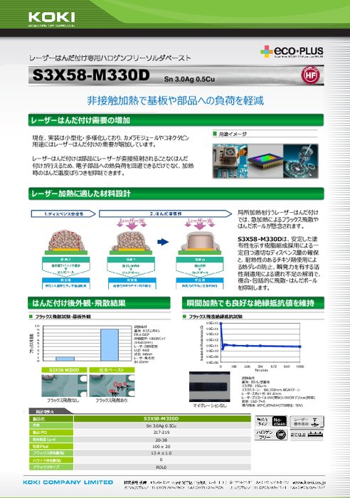 ハロゲンフリーソルダペースト S3X58-M330D