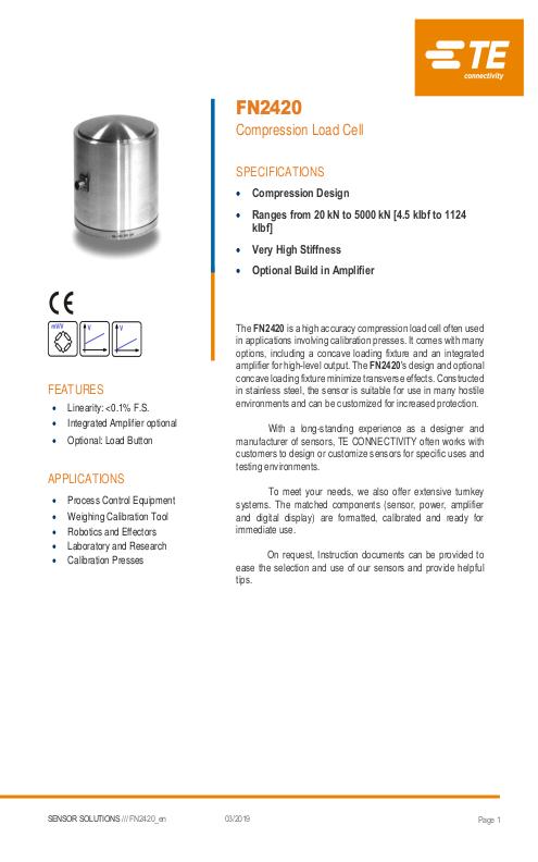 TE Connectivity社製 ロードセル FN2420シリーズ