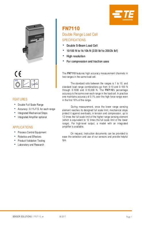 TE Connectivity社製 ロードセル FN7110シリーズ