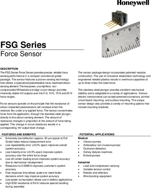ハネウェル社製 フォースセンサ FSGシリーズ