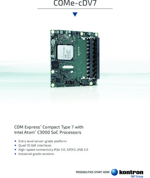 Intel Denvertonプロセッサ搭載COM Express Compact モジュール COMe-cDV7