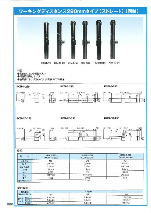 物体側テレセントリックレンズ（WD＝290mm）