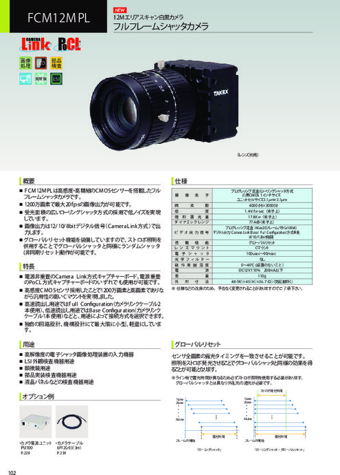 フルフレームシャッタカメラ FCM12MPL