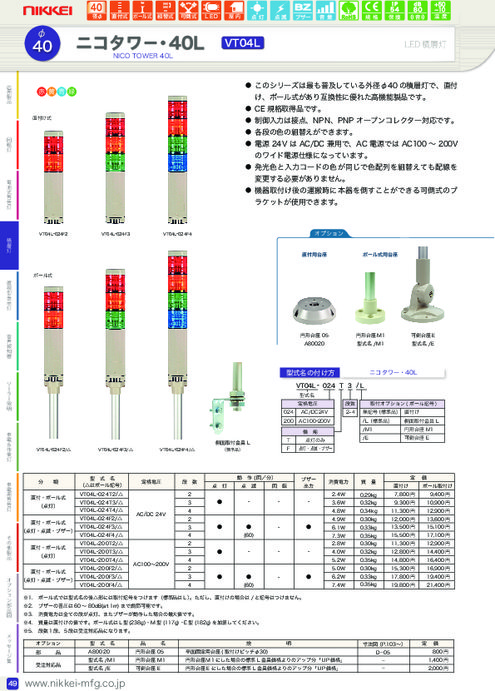 LED積層灯　ニコタワー40L