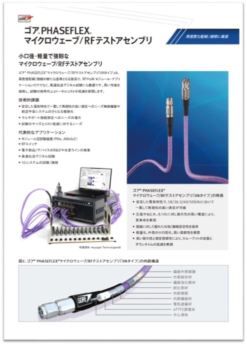 ゴア PHASEFLEX マイクロウェーブ／RFテストアセンブリ