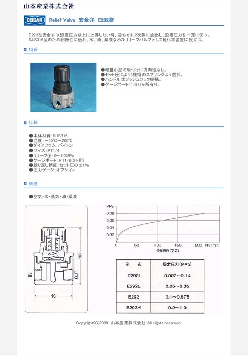 薬液用安全弁 E292型