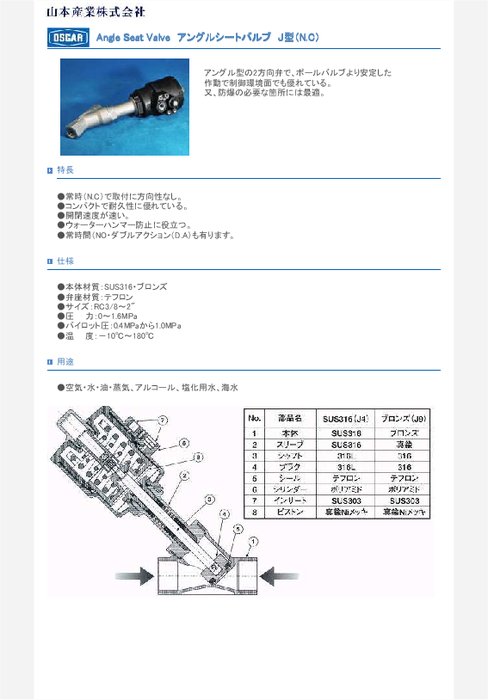 アングルシートバルブ J型(N.C)