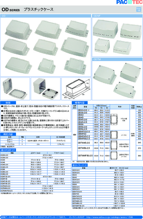 電子機器用プラスチックケース ODシリーズ