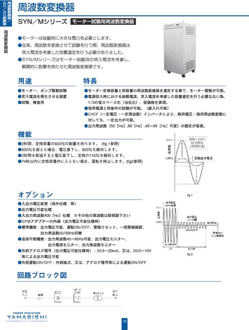 モータ起動試験用周波数変換器【SYN/Mシリーズ】カタログ