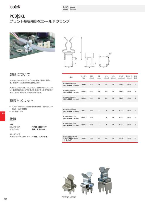 プリント基板用EMCシールドクランプ PCB／SKL