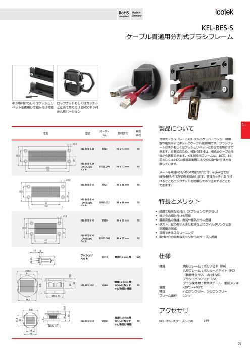 ケーブル貫通用分割形ブラシフレーム KEL-BES-S